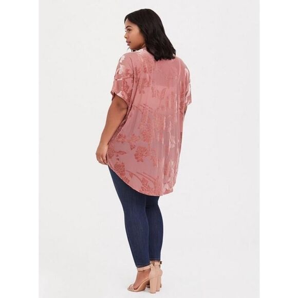 Torrid Lightweight Velvet Burnout Kimono Wispy Effortless Floral Size 1X/2X - Picture 3 of 12